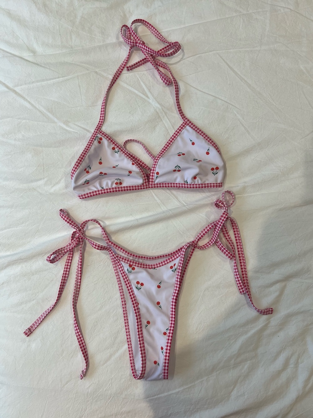White and Red Cherry Bikini